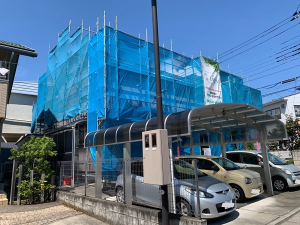 長野県塩尻市　外壁塗装　着工　近隣の方へのご挨拶　足場設置