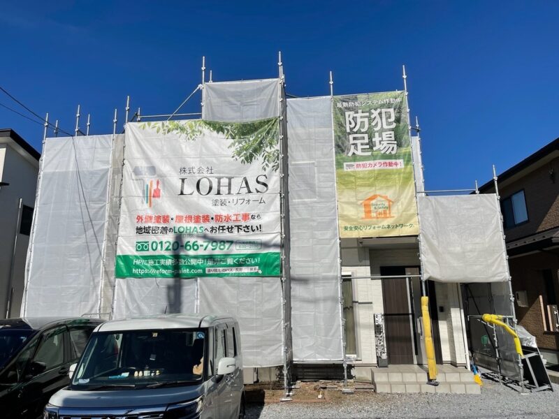 長野県茅野市　M様邸　屋根・外壁塗装工事　足場の組み立て設置