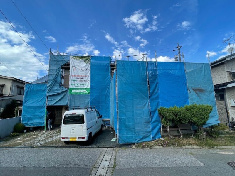 長野県塩尻市　T様邸　屋根塗装・外壁塗装工事　足場組み立て設置